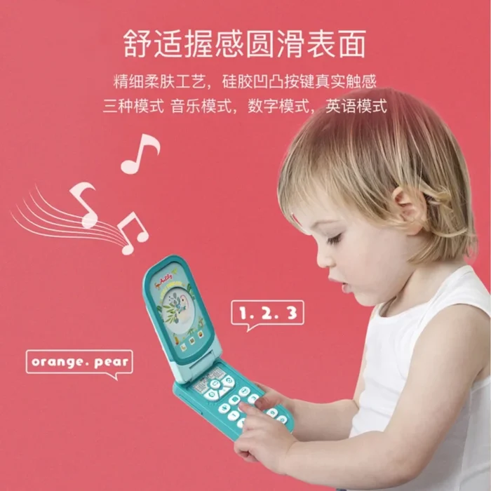 1pc Children's Mobile Phones Toys Simulations Flip Covers Music Early Education for Boys and Girls brinquedos eletronicos - Imagem 2