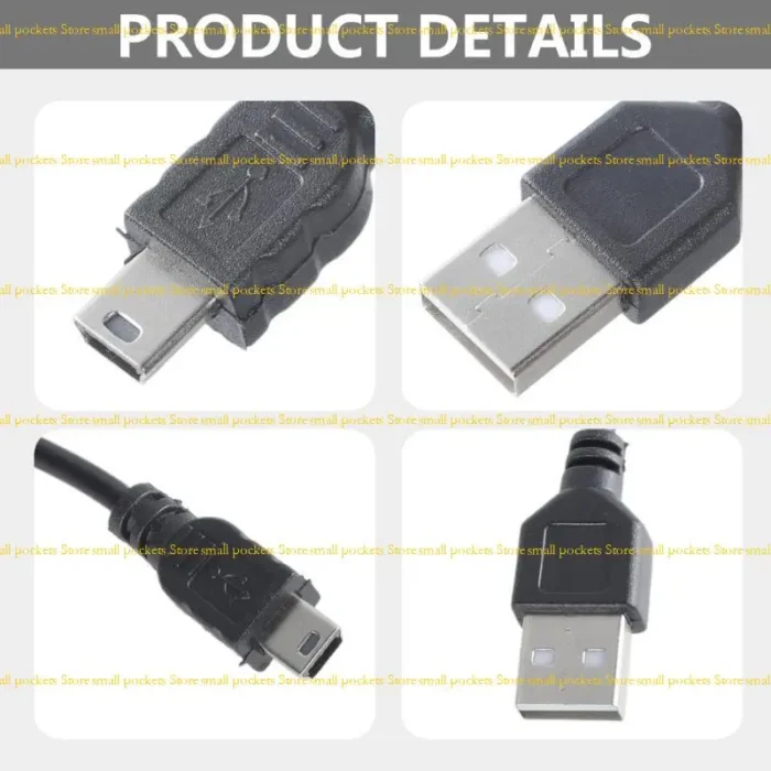 R1WD USB A Male to B Mini 5 Pin Data Sync Cable for Laptop Computer High Speed Data Transmission Durable - Imagem 4