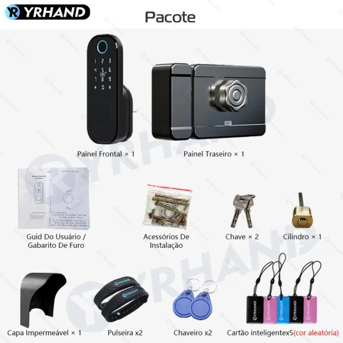 YRHAND Do Brasil R5 Tuya Smart lock fechadura eletronico digital Waterproof Wifi Fingerprint Lock Electronic Door Lock For Home - Imagem 5