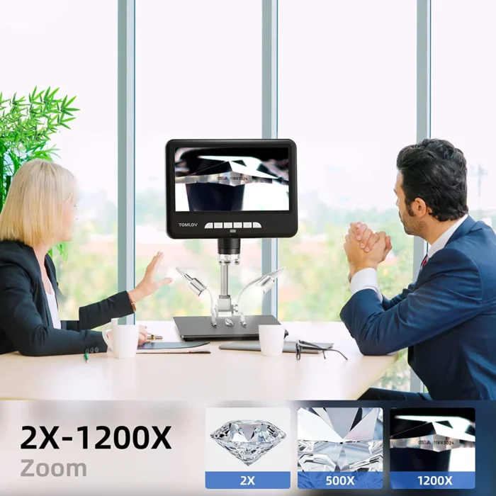 TOMLOV Microscope Digital 1200X 10.1" IPS 2K HDMI Microscopio Camera 32GB DM402 Pro For Phone Repairing/Coin/Eletronicos Tool - Imagem 3