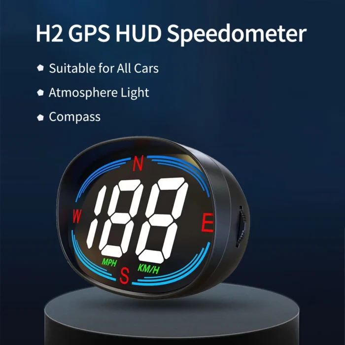 H2 GPS Car HUD digital KM/H MPH speedometer Head-up display Eletronicos Speed Alarm Gadgets Inteligentes for All Car - Imagem 2