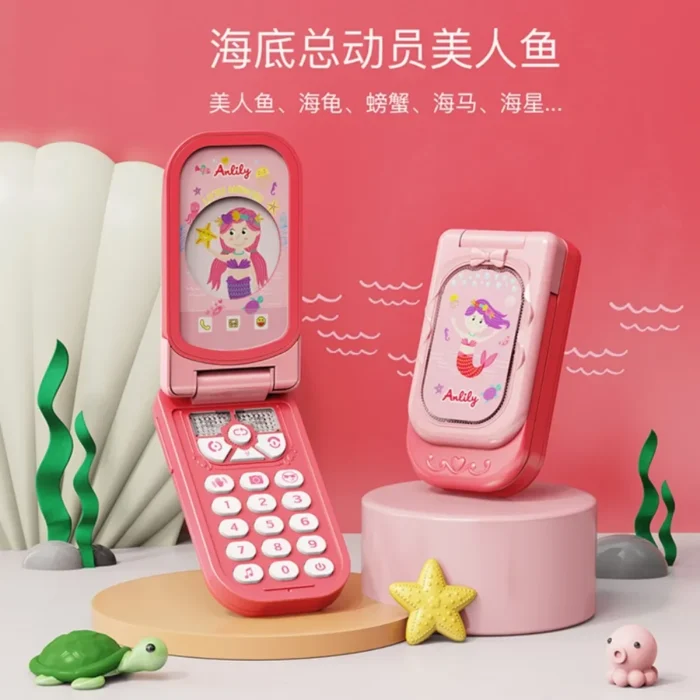 1pc Children's Mobile Phones Toys Simulations Flip Covers Music Early Education for Boys and Girls brinquedos eletronicos - Imagem 3